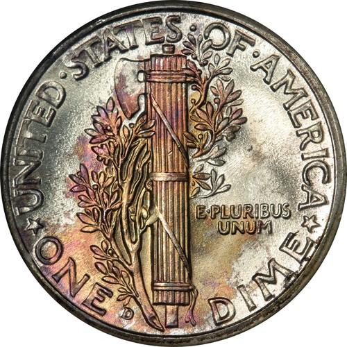 MS65 1943-D 10C Mercury Silver Proof Dime, ANA Soapbox- Beautifully Toned - Picture 6 of 9
