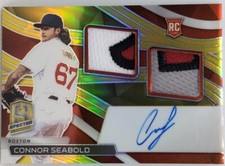 CONNOR SEABOLD 2022 Panini Spectra AUTO DUAL Jersey LOGO PATCH Gold #/10 Red Sox