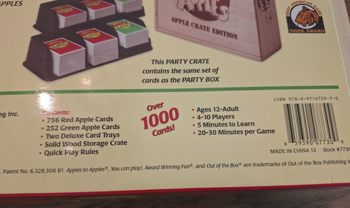 Out of the Box Apples to Apples Game Party Crate Wood Wooden Box Excellent - Picture 14 of 14