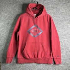Hurley Hoodie Pullover Men s Medium Red Kangaroo Pockets Surf Skate Y2K