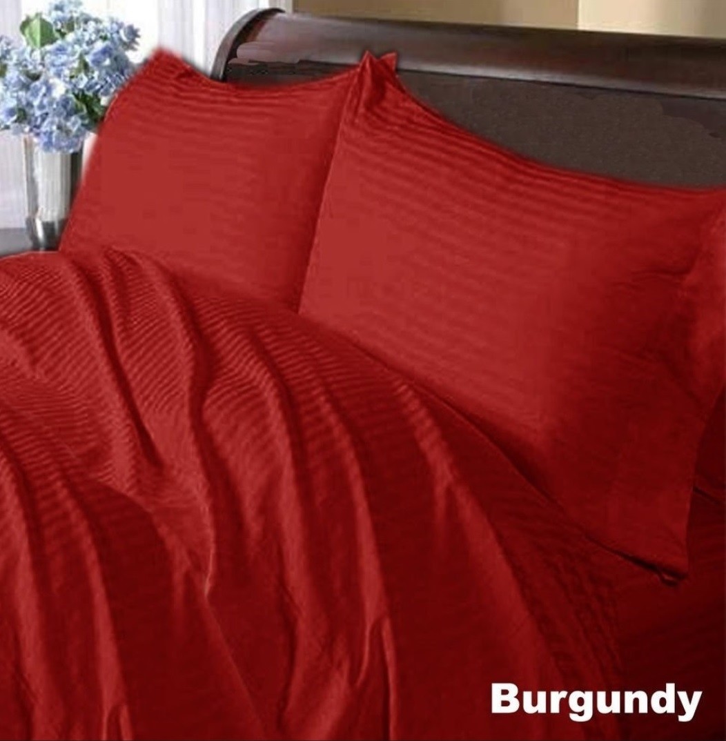 1000 Count Decent Bedding Items Egyptian Cotton US Sizes Burgundy Striped 1000 Count Decent Bedding Items Egyptian Cotton US Sizes Burgundy Striped