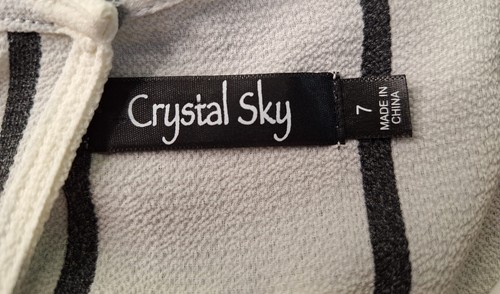 Crystal Sky Elegant White W/Black Stripe Open Back Maxi Romper Junior's Size 7 - Picture 9 of 19