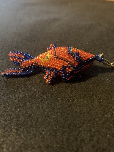 Koi Fish Orange Blue Yellow Beaded Keychain Keyring - Bild 6 von 9