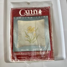 Cathy Needlecraft Candlewicking Pillow Kit 16x16 Muslin Yellow Daffodil 7921