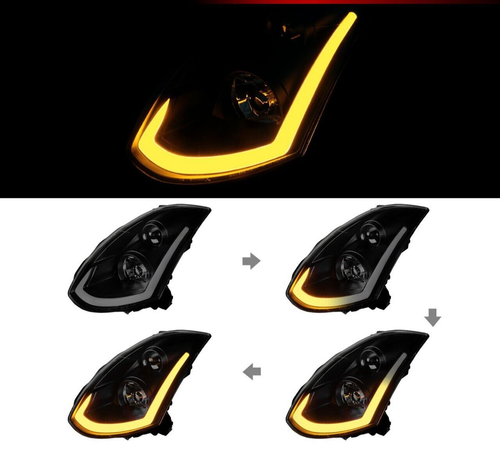 Se adapta a los faros del proyector cupé Infiniti G35 con señal de giro secuencial LED ahumado - Imagen 3 de 4