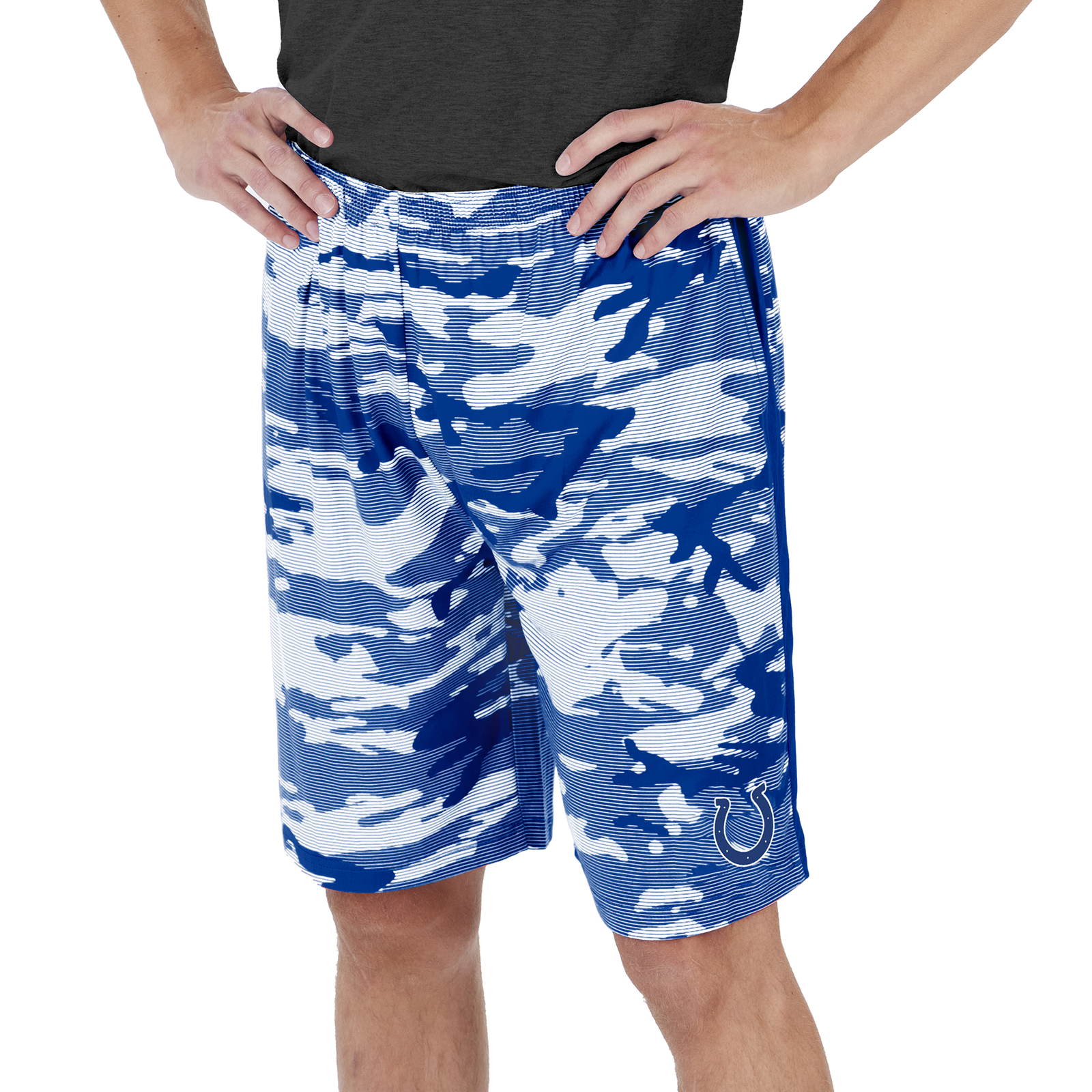 Легкие камуфляжные шорты Zubaz Mens NFL Indianapolis Colts Lines с логотипом