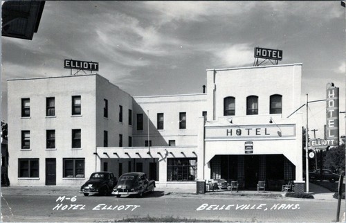 M-16 Hotel Elliott Belleville Kansas Postcard Belle & Wichita HPO to N.Y Posted - Picture 1 of 2