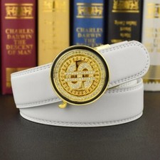 Luxury Genuine Leather Belt Men Women Automatic Rotatable Buckle Strap for Jeans
