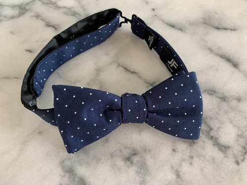 NWOT JF J Ferrar Blue Polka Dot Woven Adjustable Pretied Bowtie Bow Tie MSRP $30 - Picture 2 of 6