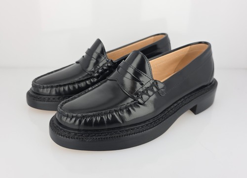 J. Crew ROWAN Penny Loafers Black Spazzolatto Leather Women's Sz 5 - Picture 7 of 16