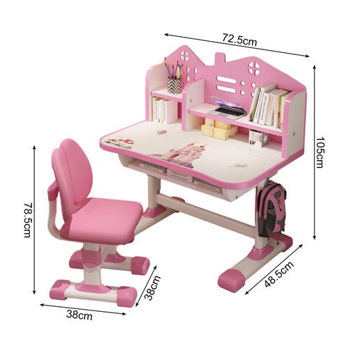 2Pcs/Set Kids Adjustable Height Study Drawer Table with Chair Multi Bookstand - Picture 5 of 25