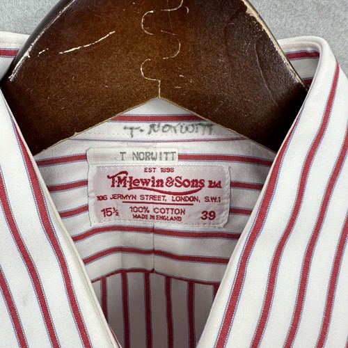 TM Lewin & Sons Shirt Mens 15.5 39 Awning Stripe French Cuff Preppy Dad England - Picture 4 of 9