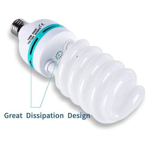 2Pcs 135W Lampadina 5500K CFL Roas Luce diurna Spirale Softbox Kit Illuminazione Lampadina... - Foto 3 di 7