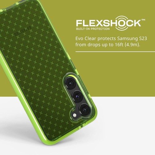 Genuine Tech21 Evo Check Flexshock Gel Case Cover for Samsung Galaxy S23 - Lime - Picture 3 of 4