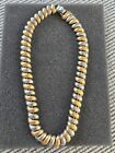 Tone Metal Bar Link Necklace F8 Vintage Choker Necklace Chunky Gold & Silver
