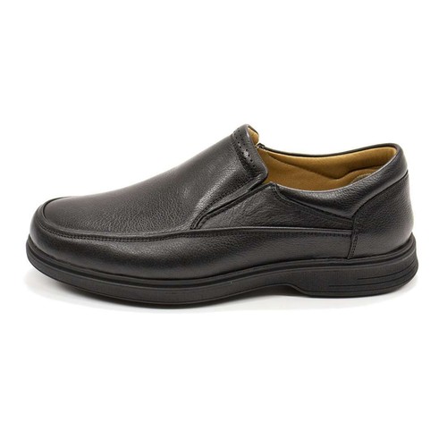 Men's Slip On Black Leather Loafer Retto Koy Cushioned Comfort Shoes NEW - Picture 3 of 8