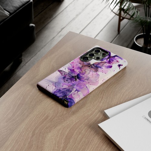 For iPhone / Galaxy / Pixel | Phone-Ink Case - Purple Butterfly Watercolor - 第 125/173 張圖片