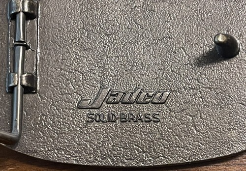 Fibbia Cintura Cintura Ottone Goss Vintage Jadco 100 Anni Stampa Rettangolare - Foto 3 di 3
