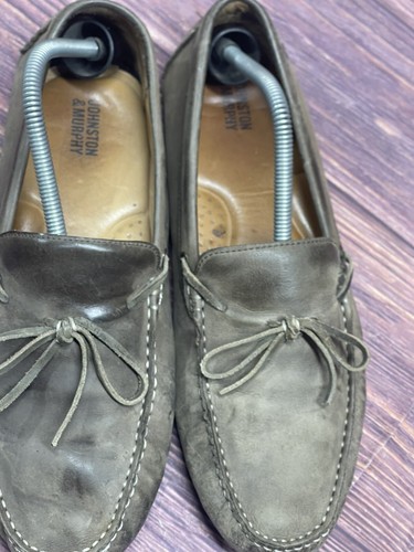 Johnston & Murphy Gray Leather Driving Moccasins Loafers Bow Casual Shoe Size 11 - Picture 7 of 9