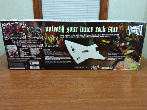 Guitar Hero 2 Xbox 360 Cablato USB Xplorer In Box Adesivo Cinghia No Gioco ~Testato - Foto 22 di 24