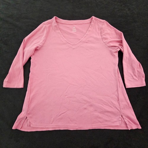 J. Jill Pink 3/4 Sleeve V-Neck Pima Cotton T-Shirt Women's M