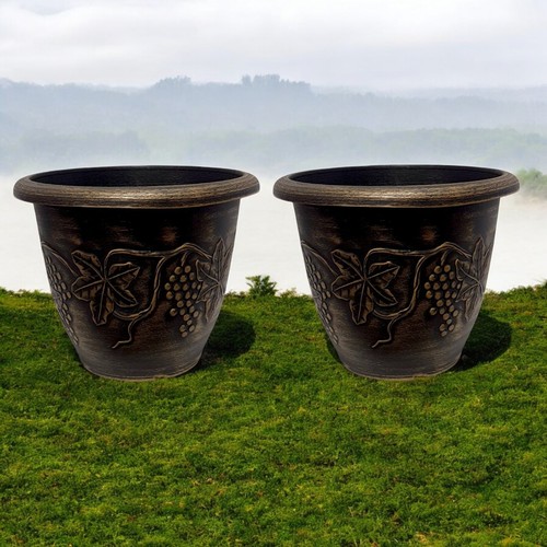 Decorative Outdoor Flower Pot | Antique Look Grapevine Patio Planter 37cm - Picture 9 of 44