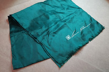 Vintage Anne Klein Solid Royal Green 100 Silk Fringe Square Scarf 44" long