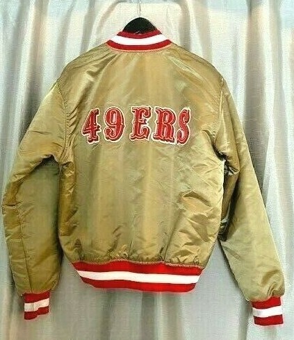 Vintage San Francisco 49ers Forty Niners Starterjacke NFL Gold Rot L - Bild 2 von 10