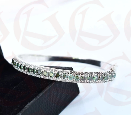 2.50 Ct Blue Diamonds 925 Silver Bangle Bracelet-Great Luster and Sparkle - Picture 3 of 6