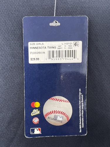 CAMISA DE BÉISBOL MINNESOTA TWINS Generación Merch NIÑAS BOTÓN AZUL CUELLO EN V L 10/12 (444) - Imagen 4 de 4
