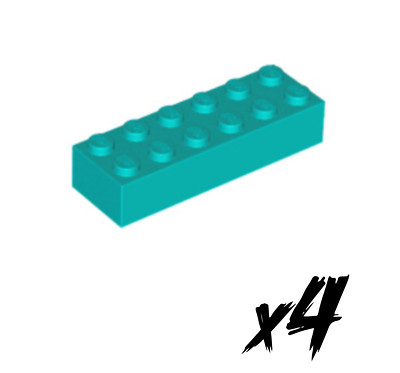 4x LEGO 2456   2x6 Brick   Stein   türkis   Dark Turquoise