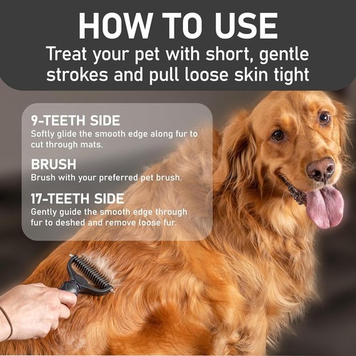 New Grooming Brush Cat or Dog Double Sided De-Matting & De-Shedding Fast Ship - Picture 5 of 10