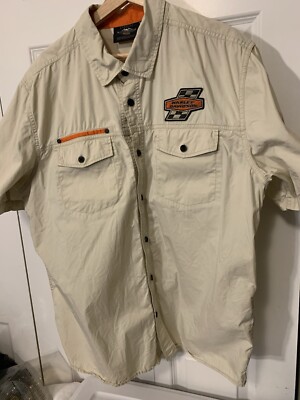 Vtg Harley Davidson Mens Sz XL Button Down Shop Work
