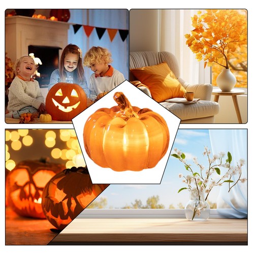 Small Light Up LED Pumpkin Halloween Autumn Orange Pumpkin Desktop Ornament - Picture 12 of 12