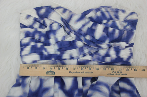 Jessica Simpson Blue Watercolor Cocktail Dress Sz 12 Strapless Sweetheart #1290 - Picture 15 of 18