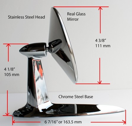 55 56 57 Full Size Chevy Round Outside Door Mirror with Hardware - Chrome - 4025 - Picture 8 of 9