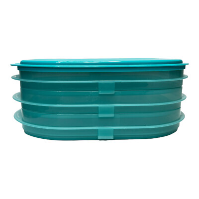 Tupperware Triple Fridge Stackable Container Set - Teal - #5102