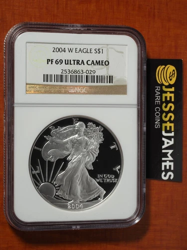 2004 W PROOF SILVER EAGLE NGC PF69 ULTRA CAMEO CLASSIC BROWN LABEL