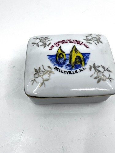 Porzellan Schmuckschatulle - 4,5" x 4" x 1,5" - Souvenir Schrein der Dame des Schnees - Illinois - Bild 2 von 15