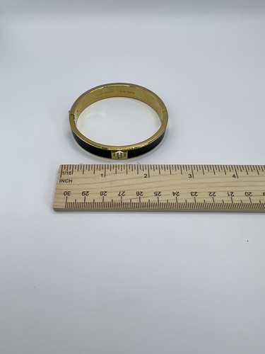 Kate Spade Hole Punch Black Gold Bangle Classic Black Spade Earrings With Bag - Picture 5 of 9