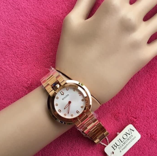 BULOVA RUBAIYAT DIAMOND ROSE GOLD TONE WOMEN’S WATCH 35 MM - Picture 4 of 17