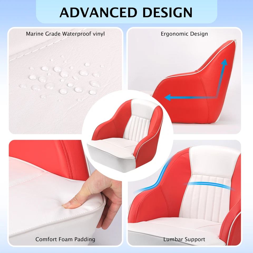 Fishing Boat Seat Captain Bucket Seat With Thickened Sponge Padding Foto 4 de 4