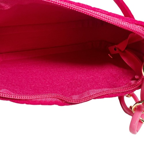 Pink Reptile Print Felt Fabric Mini Shoulder Bag Purse 8 in x 5.5 in Zipper - Picture 5 of 6