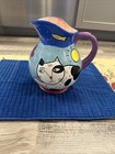 “Happy Dog & Cat" Chaleur Hand Painted Large Pitcher Karen Gelff Cat Lover