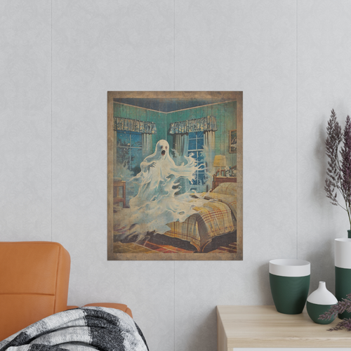 Vintage GHOST Wall Art, Retro Spirit Halloween Poster, Scary Supernatural Decor - Picture 4 of 20