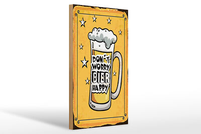 Holzschild Spruch 20x30 cm Don t worry Bier happy Schild