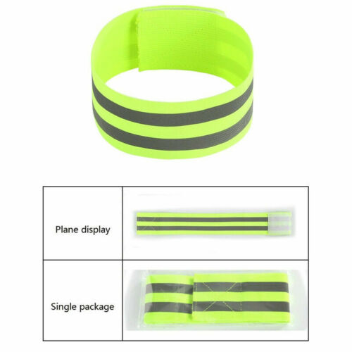 Pack of 10 Reflective Safety Arm Bands Stretchy Wrist Ankle Ribbon Strap Running - Picture 10 of 12