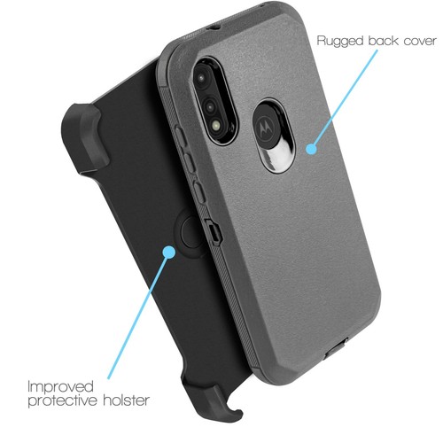 For Moto E 2020 E7 Built In Screen Heavy Duty Holster Phone Case Belt Clip - Picture 4 of 25