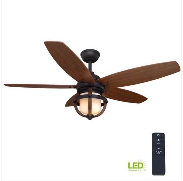 Hampton Bay Noah 52 In Led Indoor Forged Iron Ceiling Fan With Remote Control