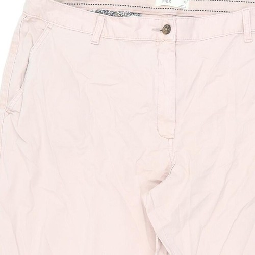 Marks & Spencer Womens Pink Cotton Blend Chino Trousers Size 20 L25 in - Picture 6 of 10